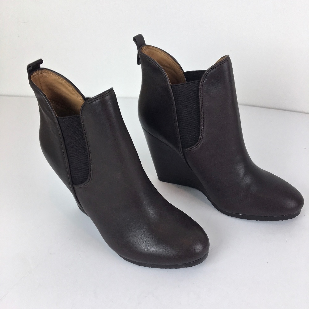 Coach wedge brown ankle booties size 8.5